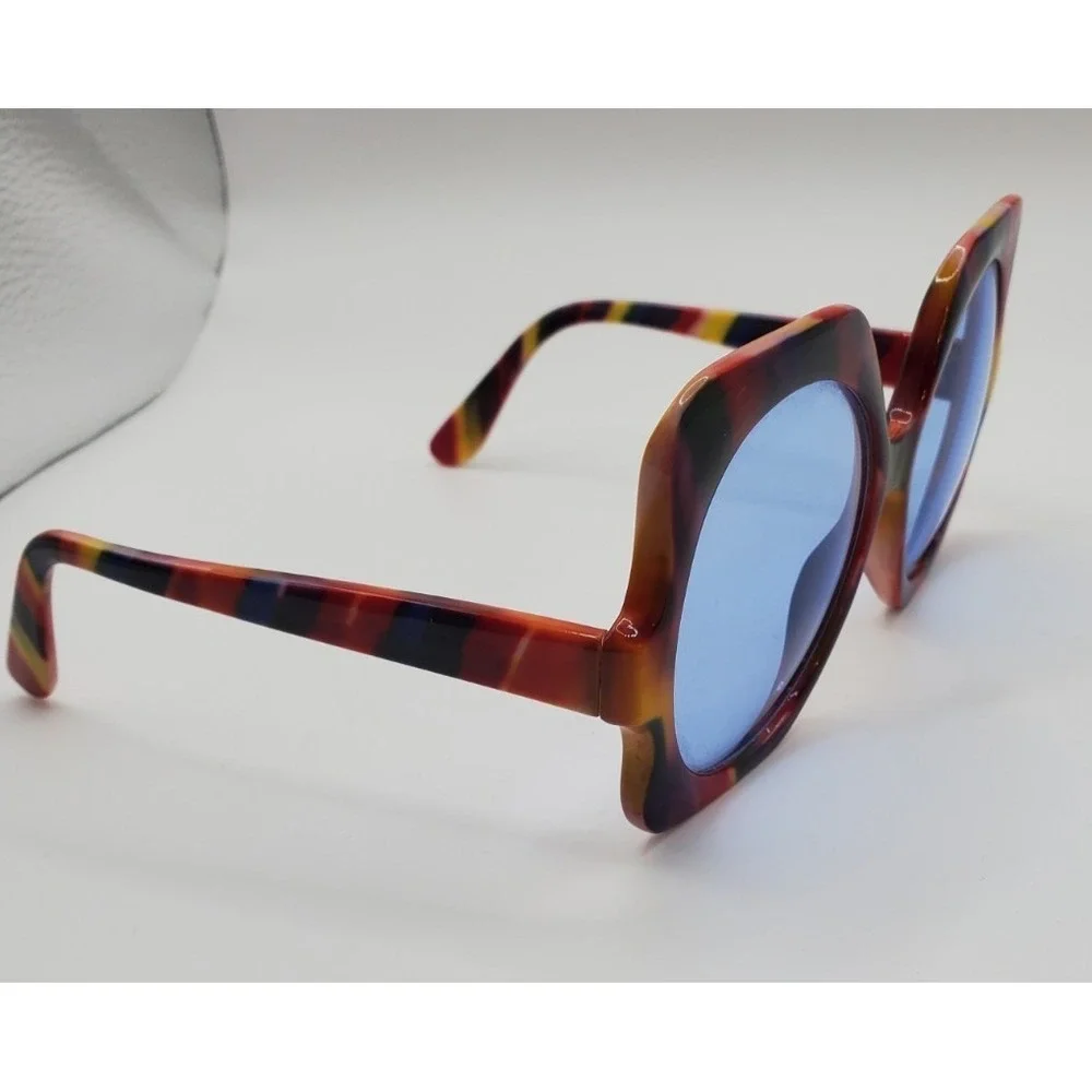 Vintage Designer Dr Peepers Sunglasses Tie Dye‎ Large Rainbow S77303